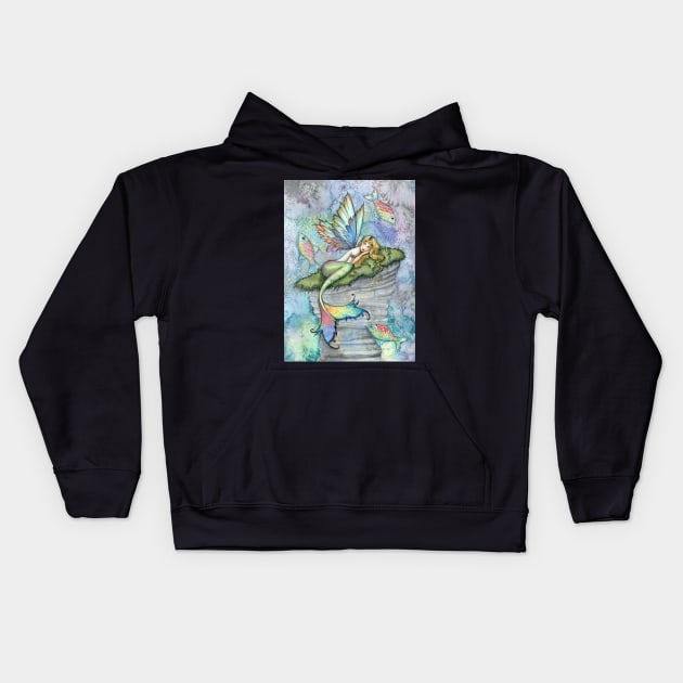 Leaping Carp Mermaid Fantasy Art Art by Molly Harrison Kids Hoodie by robmolily